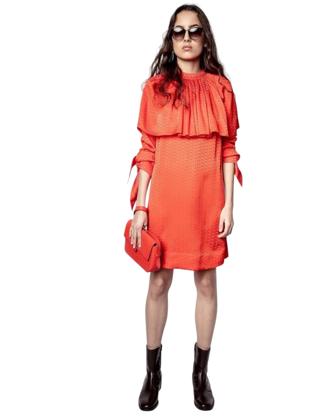Zadig & Voltaire Nico Jac ZV Tonal Monogram Silk Dress